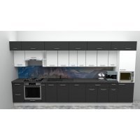 Bucatarie BIGMAR 420 Alb / Decor Alb/Gri -comanda Doina
